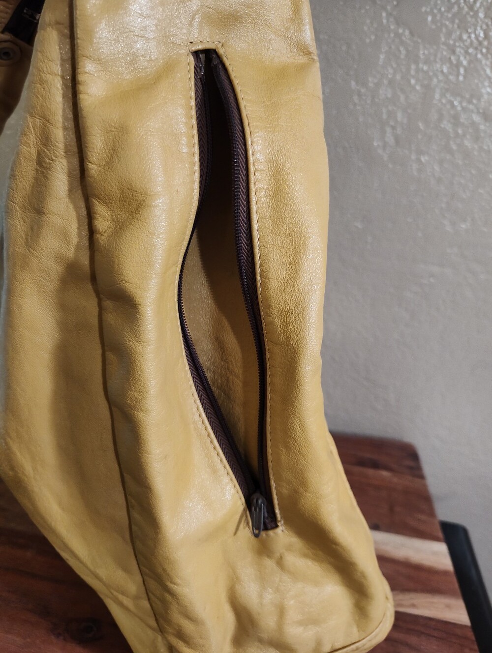 VTG Flores Bags Mustard Yellow Leather Hobo - Picture 5 of 8